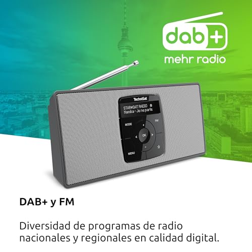TechniSat DIGITRADIO 2 S – Radio estéreo portátil con Dab y batería (Dab+, FM, transmisión de Audio por Bluetooth, Pantalla OLED, Conector para Auriculares, estéreo 2 W RMS) Negro-Plata - imagen 4