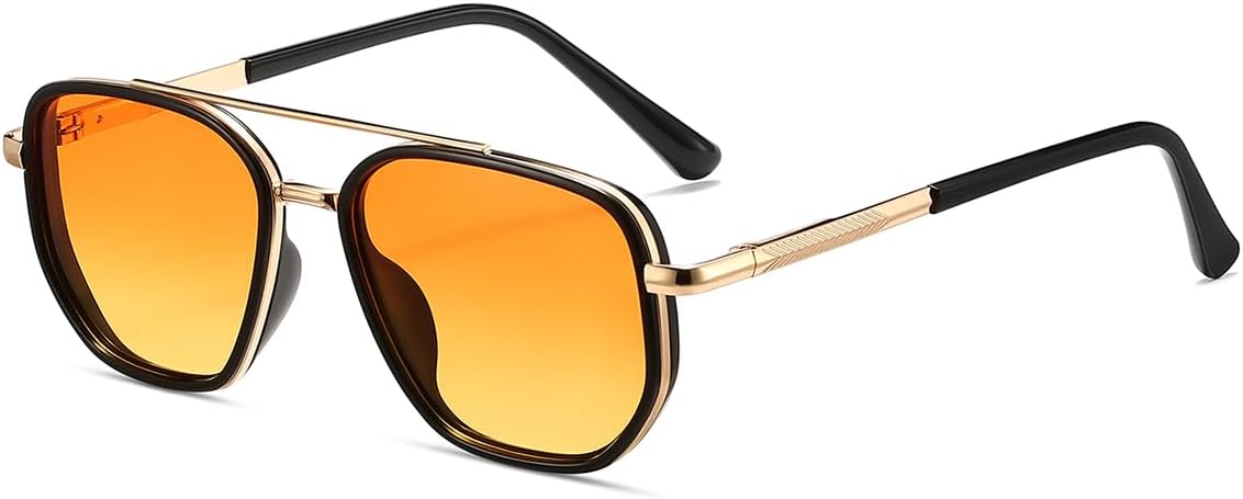 kimorn Tangle Free Polarized Aviator Sunglasses for Women Retro Square Metal Frame, UV400 Protection, Driving & Beach Shades