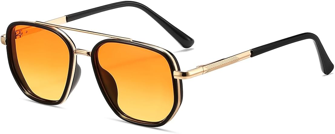 kimorn Tangle Free Polarized Aviator Sunglasses for Women Retro Square Metal Frame, UV400 Protection, Driving & Beach Shades