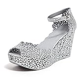 LADY COUTURE Glitter Jelly Wedge Sandal, FUN SILVER 39