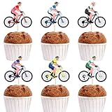 Bicycle Cupcake Toppers, 18 piece Shimmering Silver Cardstock in 6 Colors, Mountain...