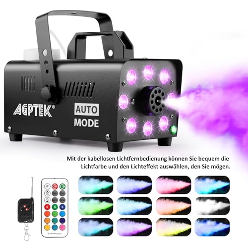 Nebelmaschine AGPtEK mit 13 farbigen LED-Lichtern und 500W Leistung