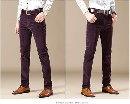 ZPLMIDE Classic Fit Corduroy Pants Men Classic/Regular Fit Corduroy Dress  Pants Flat Front Casual Loose Stretch Pants, bordeaux : Amazon.nl: Fashion