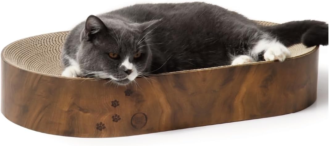NECOICHI Cat Scratcher Bowl Capsule for Indoor Cats - Cat Scratching Lounger with Reversible Usability and Extra Comfort for Lounge, Cardboard Bed Couch