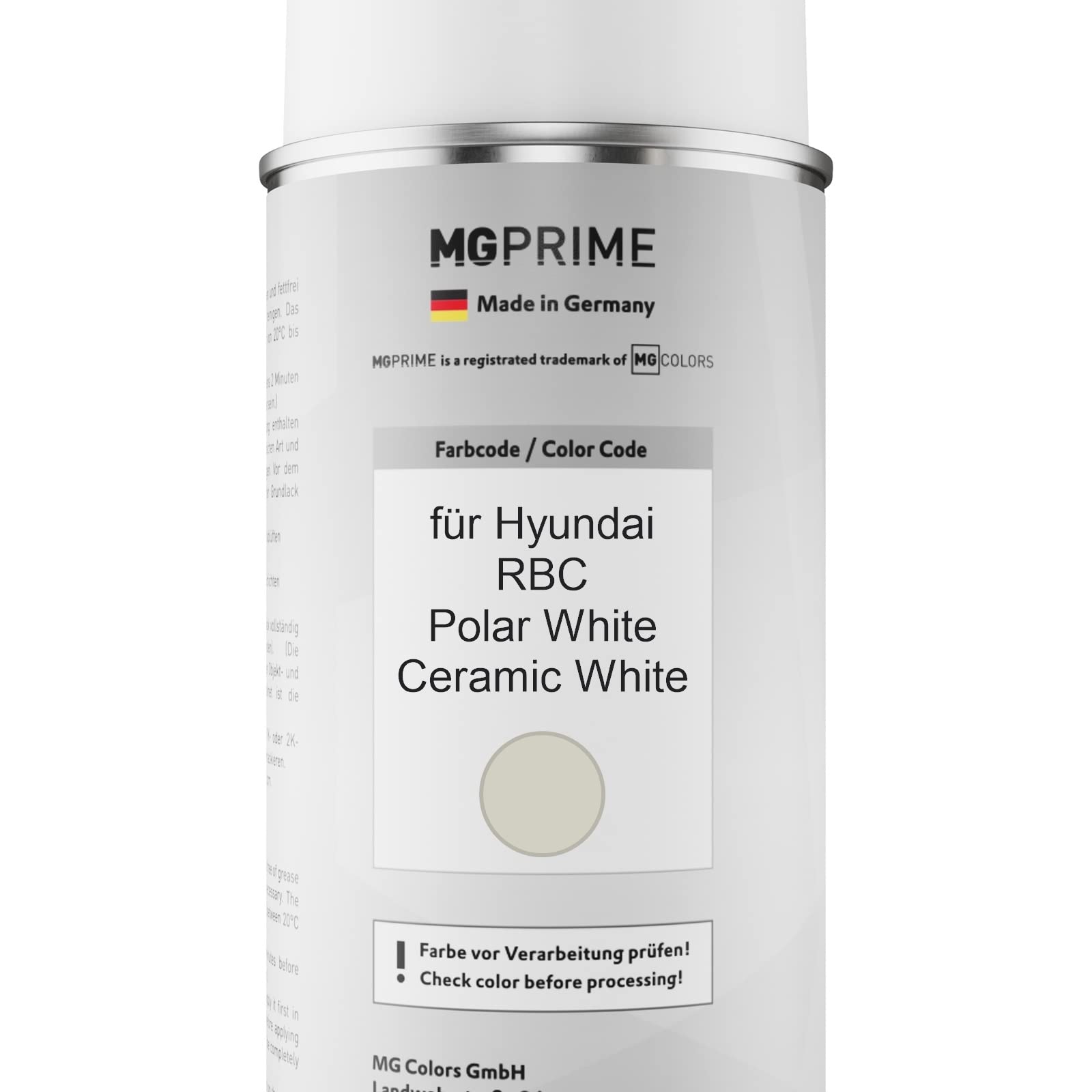 MG PRIME Lakier samochodowy w sprayu do Hyundai RBC Polar White +2K
