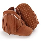SOFMUO Baby Girls Cowboy Tassel Boots with Side Zipper Moccasins Non Slip Infant Booties Suede...