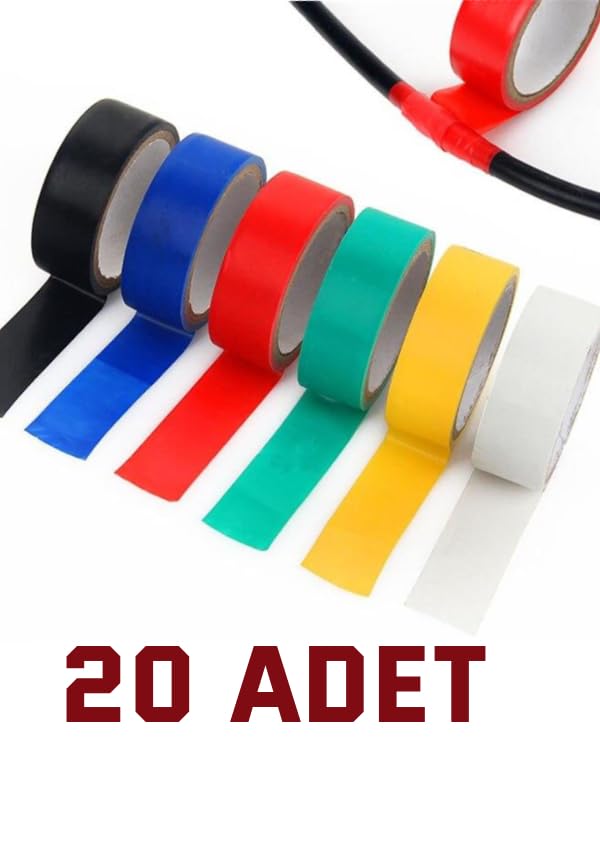 Nistabolje 20 Adet Renkli Elektrik Bandı Pvc İzole Bantı