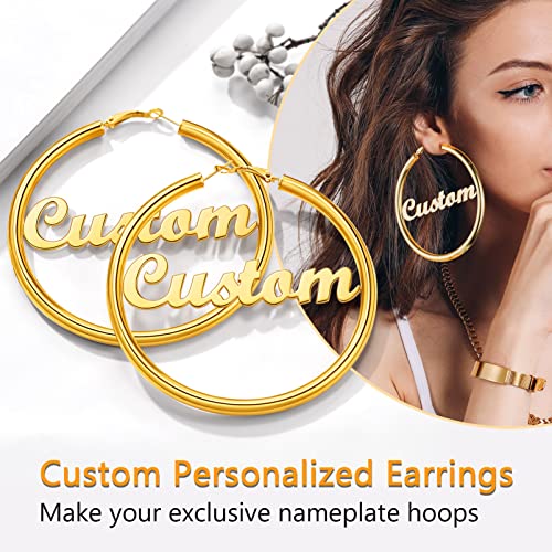 Image of Stainless Steel Chunky Hoop Earrings For Women, Minimalist and Chic, Black /Gold Plated, Round Hoops Earrings Hypoallergenic, Size: 30mm /40mm /60mm /80mm, Come with Box
