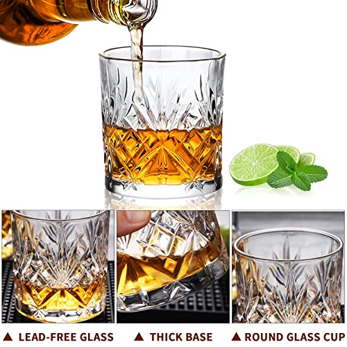 Set of 6 Vintage Whiskey Glass Tumblers 300ml - Clear Lead-Free Drinkware for Scotch, Bourbon, Brandy, and Cocktails - Image 4