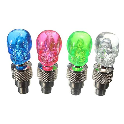 Skull Bike Bicycle Tyre Cap Wheel Valve Core Spoke LED Light Lamp