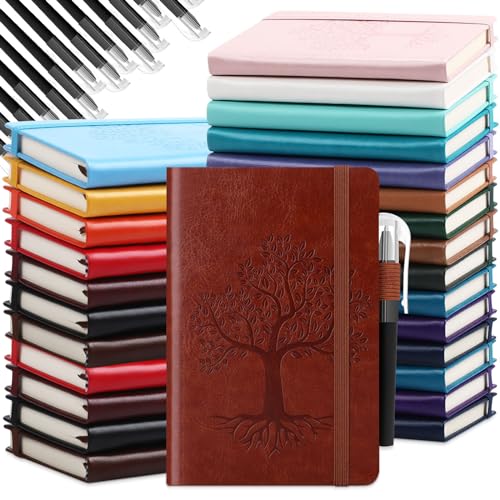 Estune Tree Small Notebooks Pen Leather Lined Pocket Subject Notebooks