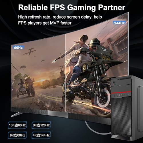 CABLEDECONN 16K Displayport to Display Port 2.1 10FT, 80Gbps Display Cord, 4K Video Monitor Cable Support 8K@120Hz 4K@240Hz HDR/eARC/FreeSync/G-Sync Connecting PC/Computer/Gaming/Graphics Card