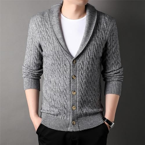 Men's Cardigan Sweaters Casual Shawl Collar Button Down Knitted Sweater Slim Fit Long Sleeve Cable Knit Cardigans2