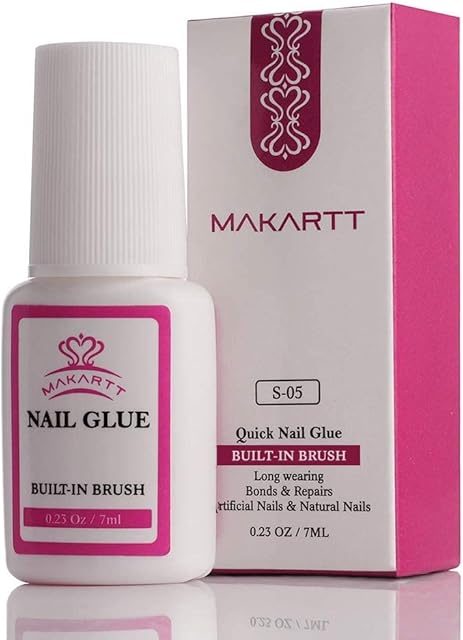 Makartt Nail Glue for Acrylic Nails, Brush on Nail Glue for Nail Repair, Professional False Nail Adhesive Glue for Broken Nails Long Lasting