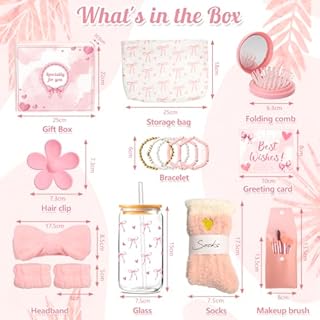 Regali per ragazze adolescenti 10 11 12 13 14 15 16 anni, set regalo per Natale e compleanno, set rosa con bicchiere con cannuccia e coperchio, borsa da toilette per amica, sorella, collega