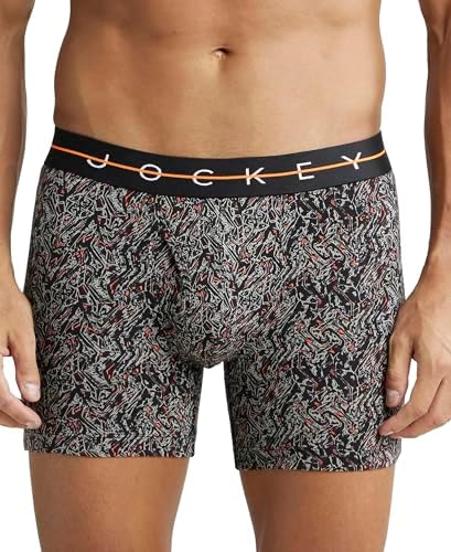 Jockey NY03 Men's Super Combed Cotton Elastane Stretch Printed Boxer Brief with Ultrasoft Waistband (Prints May Vary)