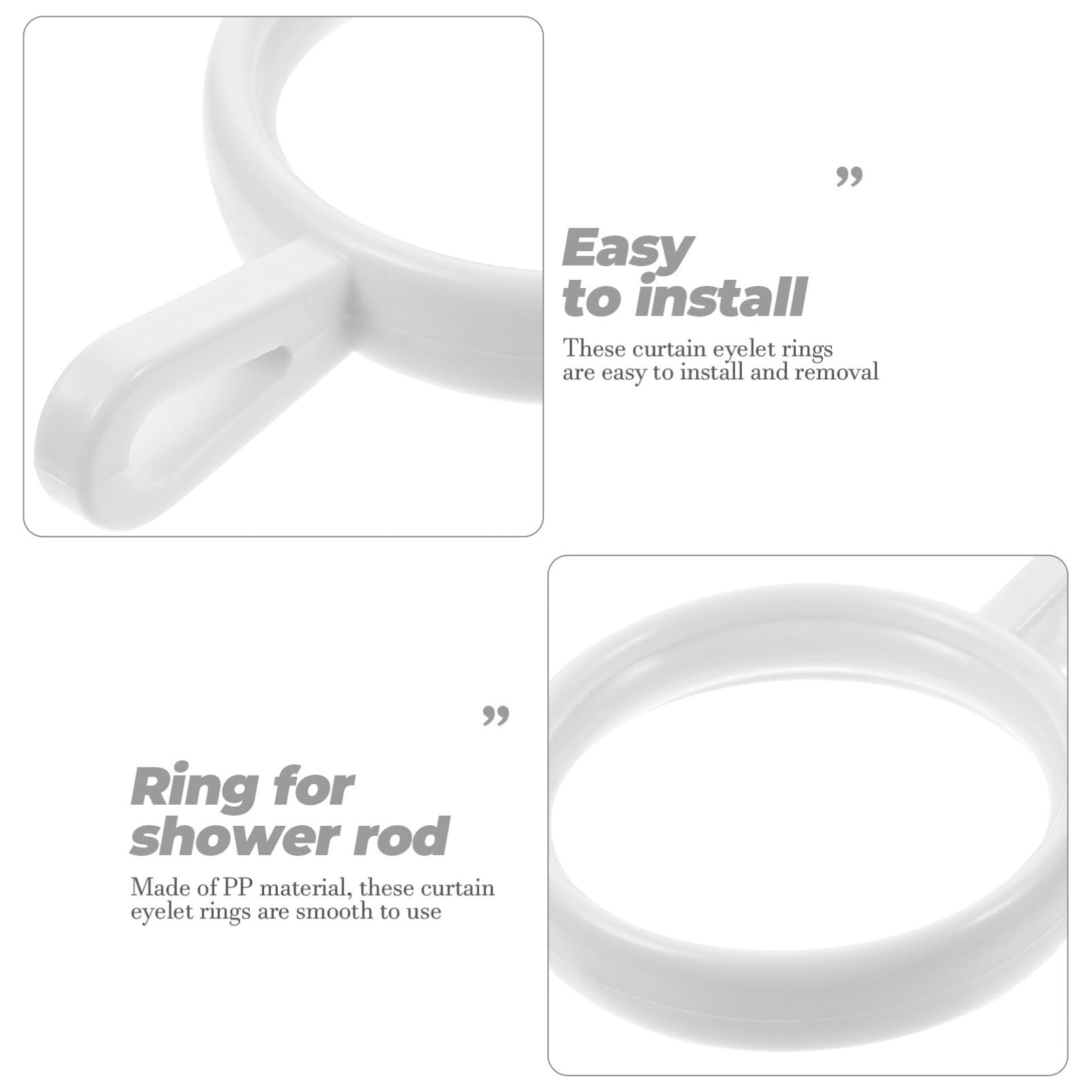 DECHOUS Anelli per Tende 190 Pezzi in Pp Bianco, Design Ispessito