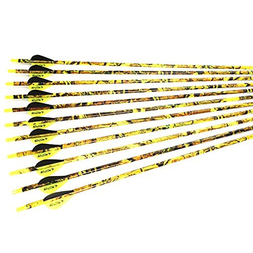 Accmos 26 Inch Arrow 500 Spine Arrow Target Practice Arrow Hunting Arrow Carbon Arrows Compound Bow Recurve Bow Adult Youth Archery Indoor Outdoor Shooting Field Tip 12Pc #TOP4