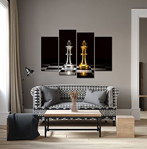 Vanseeing 4Pcs Chess Canvas Wall Art King Knight Pictures Wall Decor King Queen Game Paintings Closeup Of Checkmate Artwork Stretched For Bedroom Living Room Decoration #TOP3