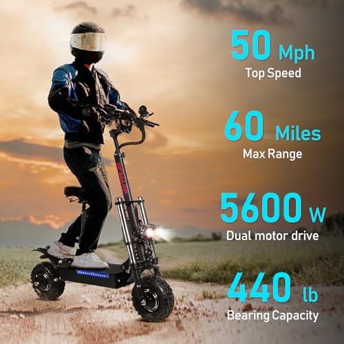 60V 38AH/27AH Electric Scooter Adult,6000W Dual Motors Max