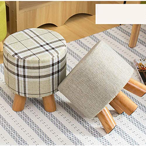 Pouf repose-pieds déhoussable en lin avec assise rembourrée