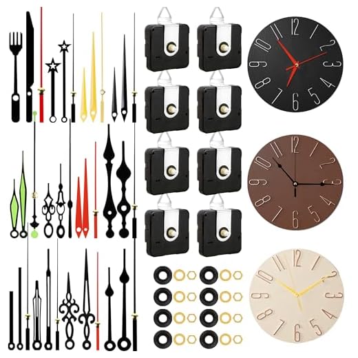 8 PCS High Torque Quartz Clock Movement Mechanism Replacement Clock Kit with 12 Different Pairs of Clock Hands for DIY Repair Clock Parts Shaft Lengths 12mm 15.5mm 21.5mm (01)
