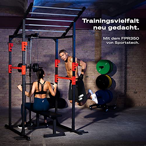 Power Rack Sportstech FPR350 mit Klimmzugstange und Latzugsystem