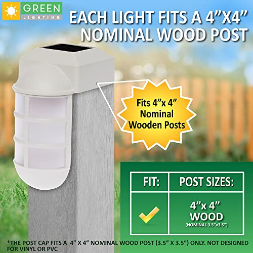 Greenlighting Marina Solar Post Cap Lights Fits 4X4 Nominal Wood Outdoor Solar Powered Post Cap Light, Fence Post, Landscaping, Deck, Garden- Bright Led, Waterproof Nautical Lighting White 2 Pack #TOP1