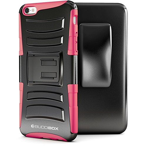 iPhone 6s Plus Case, BUDDIBOX [HSeries] Heavy Duty Swivel Belt Clip Holster with Kickstand Maximal Protection Case for Apple iPhone 6 and 6s Plus, (Pink)