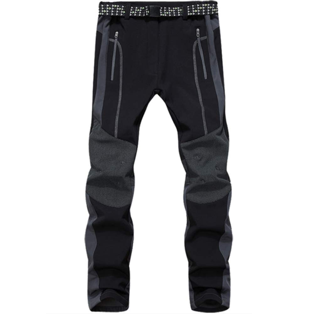 Męskie spodnie softshellowe, pogrubione, z podszewką, oddychające, wodoodporne, do wędrówek, wiatroszczelne, zimowe spodnie do joggingu, spodnie narciarskie, spodnie trekkingowe, ciepłe zimowe Czarny + Szary EU M(Taille:84cm)