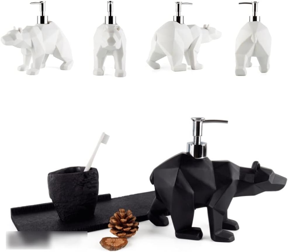 WDBB Soap Dispenser,Resin Pump Bottle,Horse and Bear Animal Character Cute Lotion Dispenser for Bathroom,Kitchen,Hotel,Restaurant