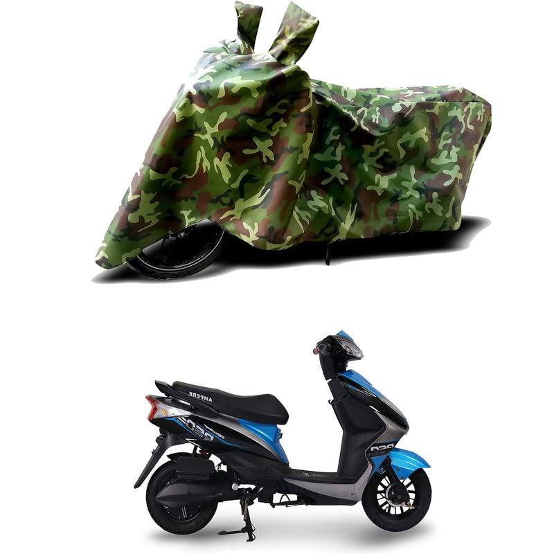 Image of 100% Water Resistant Full Bike Scooty Two Wheeler Body Cover Compatible for Ampere REO STD /UV-Rays /Heat Protection /Birds Dropping /Scratchproof /Dust Proof /Waterproof /All Varients[Green MJ]