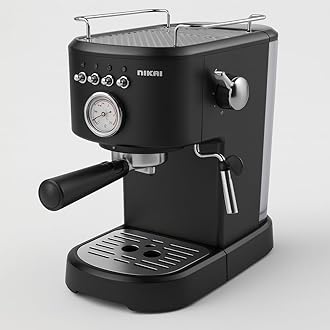 Nikai Manual Coffee Machine for Espresso, Cappuccino & Latte - 15 Bar Pump, 1.5L Water Tank, High-Pressure Frothing, Overheating Protection, Best for Home & Office NEM130A -2 Years Warranty