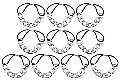 10 Pcs Modern Gold Chain Hair Tie With Dubble Strands Elastic Hair Accessories Hair Ropes Fashion Headbands Ponytail Holders Hair Rings Hairband For Girl Lady Color Random (Silver) #TOP26