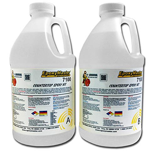 Epoxy Resin One Gallon Unit - EpoxyMaster Crystal Clear Countertop Epoxy Resin - Two Part Kit - Provides High Grade Epoxy Coating for All Countertop Types