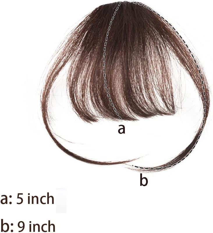 Clip in Bangs 100% Human Hair in Hair extensions Fringe with Temples Clip Hairpieces for Party and Daily Wear(Air Bangs,Dark Brown) - Image 5