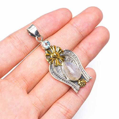 Pendentif moonstone bleu en argent 925 véritable pour look élégant - 3