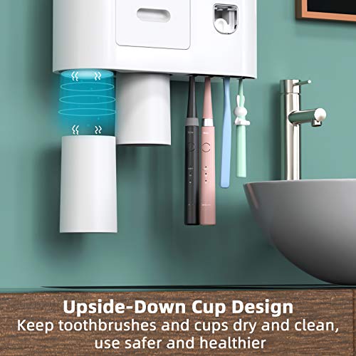 Showgoca SHOW-TH2 Toothbrush Holder Wall Mounted, Automatic Toothpaste Dispenser Squeezer Kit -Magnetic Toothbrush Holder thumb #4
