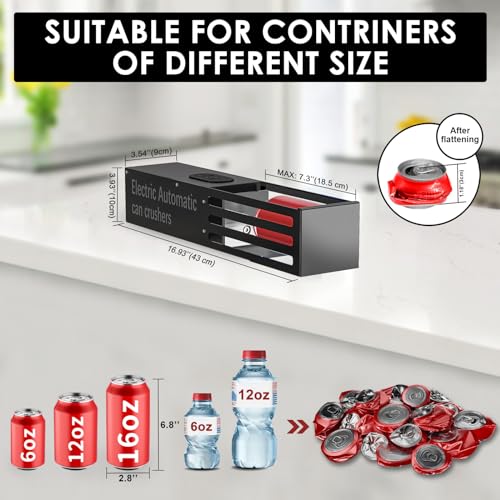 YOTAN Electric Can Crusher, Aluminum Can Crusher for Recycling 8oz&12oz&16oz, Wall Mounted, Heavy Duty Can Trash Compactor for Aluminum Seltzer, Soda, Beer Cans and Bottles by YOTAN - Image 6