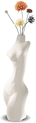 Kingbar Florero de cerámica con Forma Femenina, Moderno y Elegante florero de Arte del Cuerpo Humano, Maceta de Flores, florero Bohemio, decoración de Escultura para Mesa de Oficina en casa, A