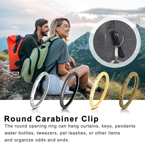 Image of CooBigo 12Pack 2 inch inch Large Round Carabiner Clips, Metal Spring O Rings for Organizer Key Rings, Paracord Keychain Lanyard, Pet Chains, Purse Hardware, Key Snap Hooks DIY Accessory (Assorted)