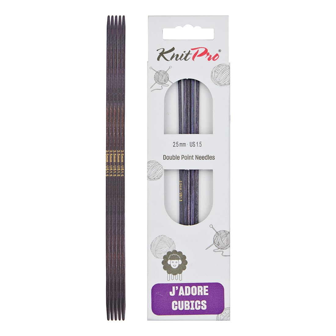 Knitpro Lavender J’adore Cubics Double Pointed Needles 6" (15Cm) | 2.50Mm