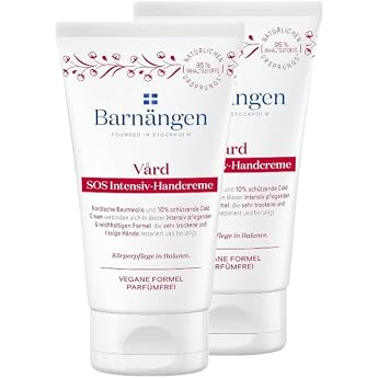 Barn ngen SOS Vard Hand Cream 2 x 75 ml Cold Cream and Panthenol Regenerate the Skin for Very Dry and Cracked Hands with Pleasant Fragrance Veragen Formula Dermatologically Tested