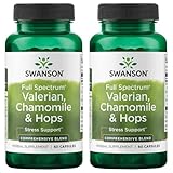 Swanson Valerian, Chamomile & Hops - Full Spectrum Herbal Supplement Promoting Relaxation & Comfort - Natural Formula Supporting Mind & Body Wellness - (60 Capsules) (2 Pack)