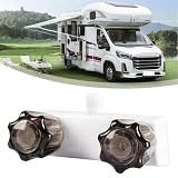Lawnoval Grifo de ducha ABS con doble perilla y control de temperatura para autocaravana y caravana, baño o uso al aire libre, instalación de 2 agujeros de 10,16 cm