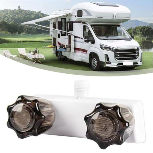 Lawnoval Grifo de ducha ABS con doble perilla y control de temperatura para autocaravana y caravana, baño o uso al aire libre, instalación de 2 agujeros de 10,16 cm
