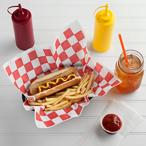 1000 Pack - Food Basket Liner - Deli Sandwich Wraps Paper - Checkered (Red)â€¦