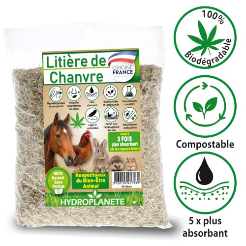 HYDROPLANETE Litière de Chanvre 10L 20L 40L – 100% Naturelle Petits Animaux – vue 3