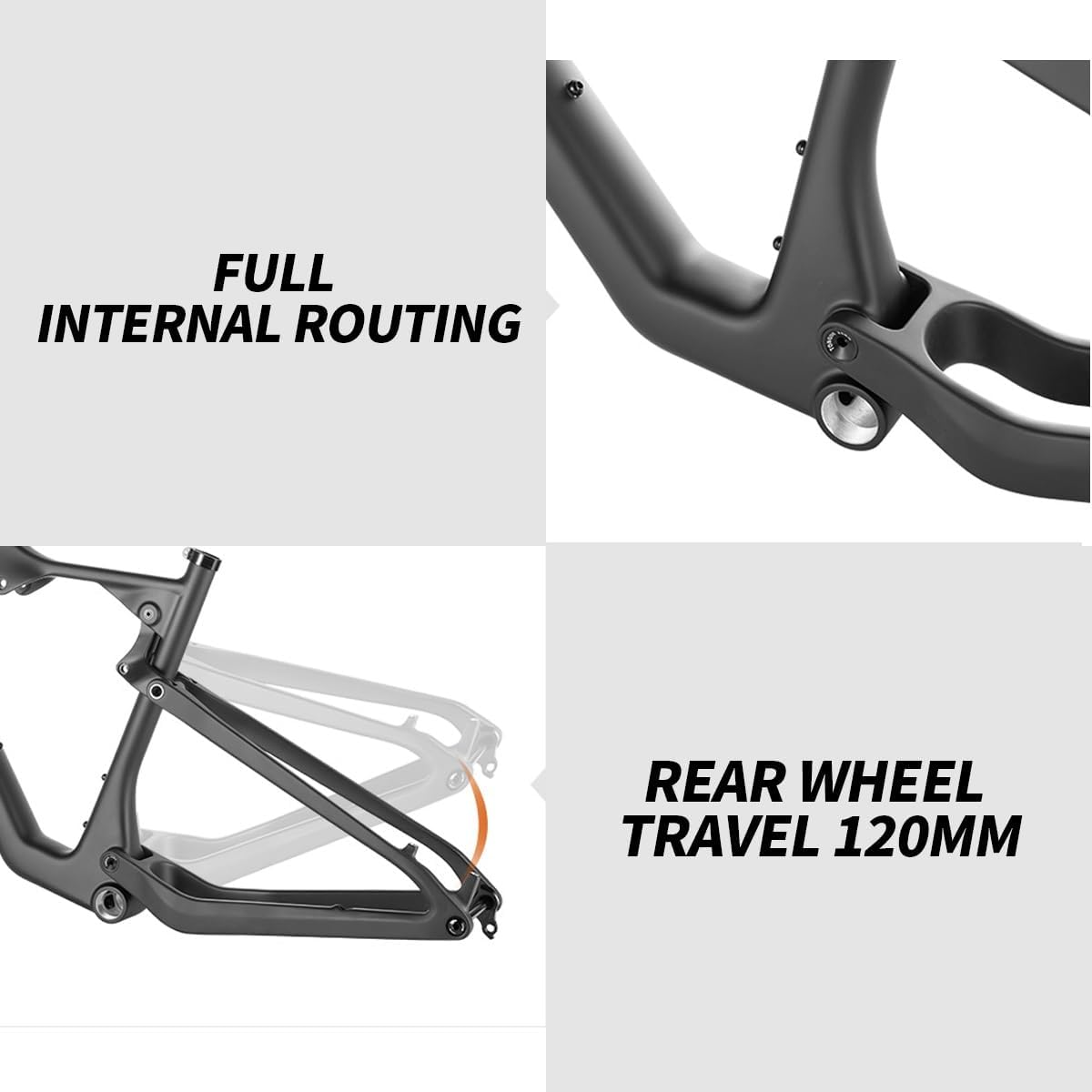 29er Carbon Fibre Frame 16/17/18/20in Full Suspension Mountain Bike Frame Disc Brake 12 * 148mm Thru-Axle Boost Frame BSA BB73mm Internal Routing Max 2.4in(M-17)