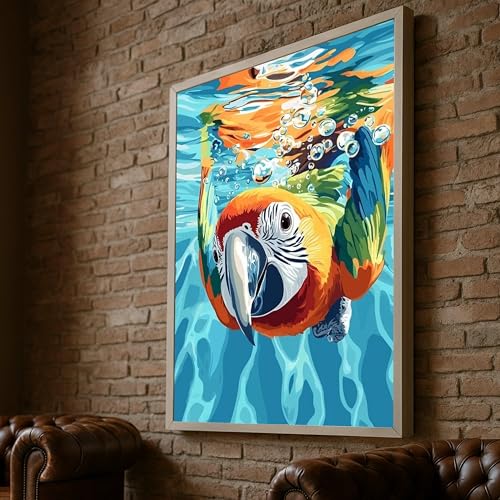 Décoration murale d'animaux pour salon | Toile de perroquet sous-marin coloré